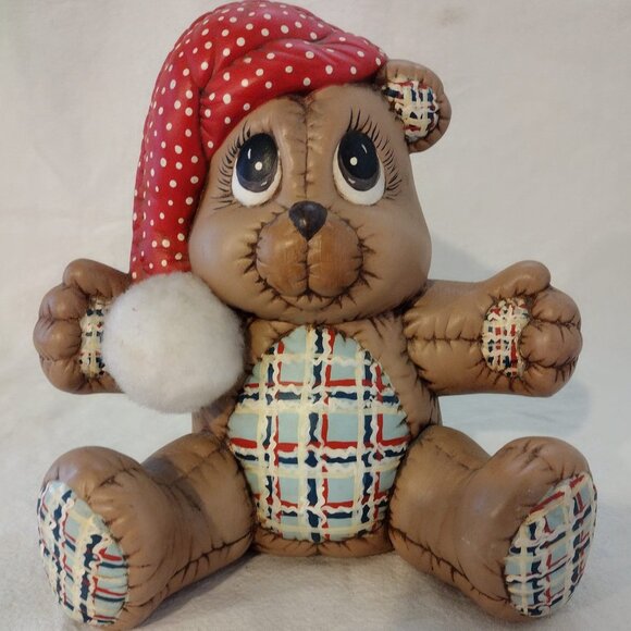 Vintage 1986 Dona Mold Hand Painted Ceramic Teddy Bear Piggy Bank - Picture 1 of 8